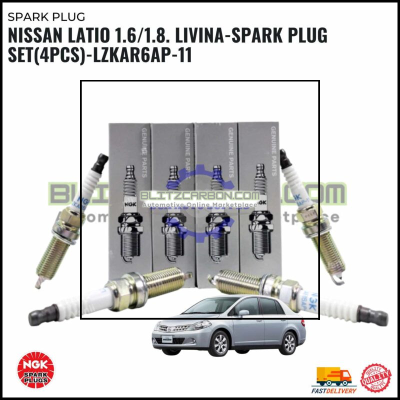 Nissan Latio 1.6/1.8. Livina-Spark Plug Set(4PCS)-LZKAR6AP-11