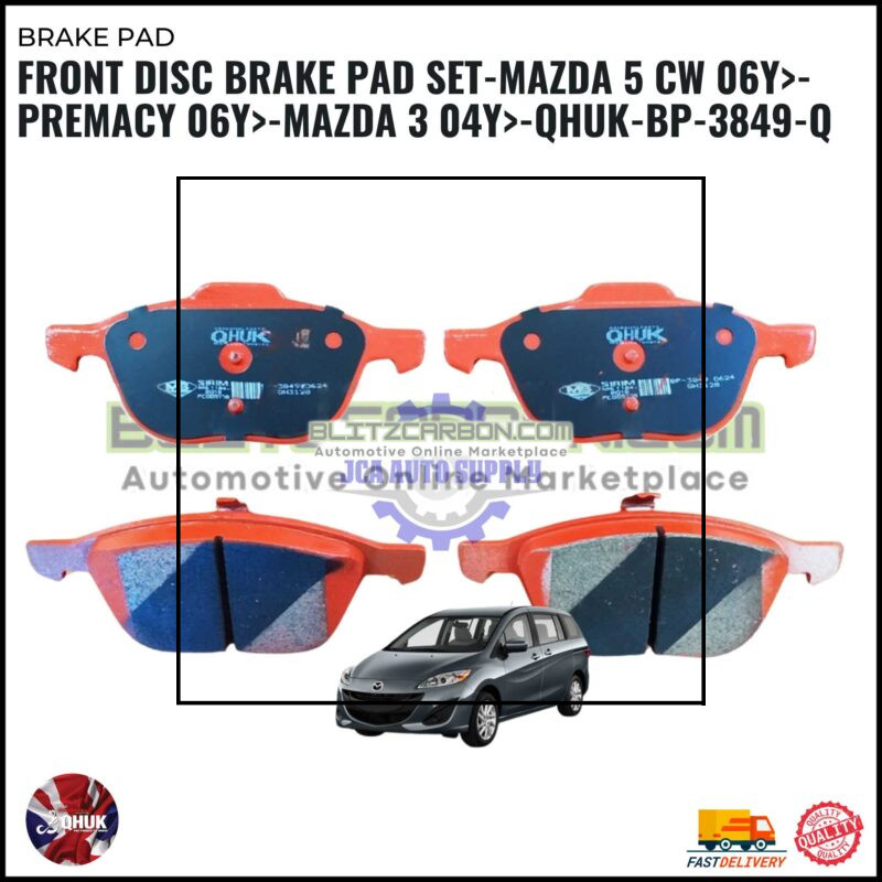 Front Disc Brake Pad Set-Mazda 5 CW 06Y>-PREMACY 06Y>-MAZDA 3 04Y>-QHUK-BP-3849-Q