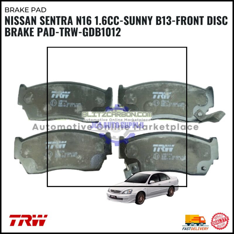 Nissan Sentra N16 1.6CC-Sunny B13-Front Disc Brake Pad-TRW-GDB1012