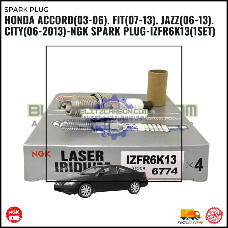 Honda Accord (03-06). Fit (07-13). Jazz (06-13). City (06-2013)-NGK Spark Plug-IZFR6K13(1SET)