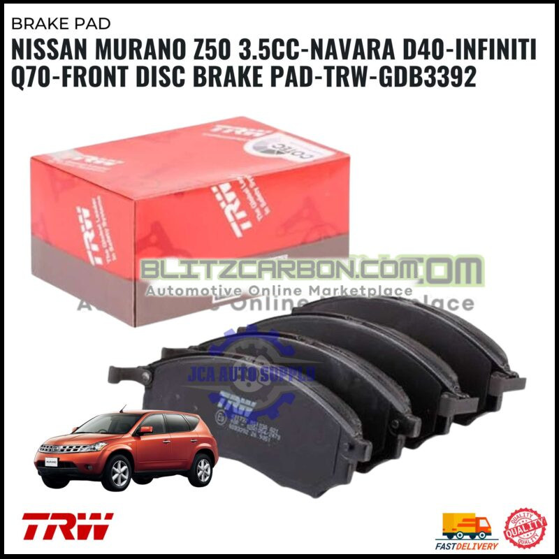 Nissan Murano Z50 3.5cc-Navara D40-Infiniti Q70-Front Disc Brake Pad-TRW-GDB3392