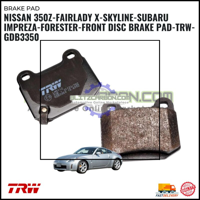 Nissan 350Z-Fairlady X-Skyline-Subaru Impreza-Forester-Front Disc Brake Pad-TRW-GDB3350