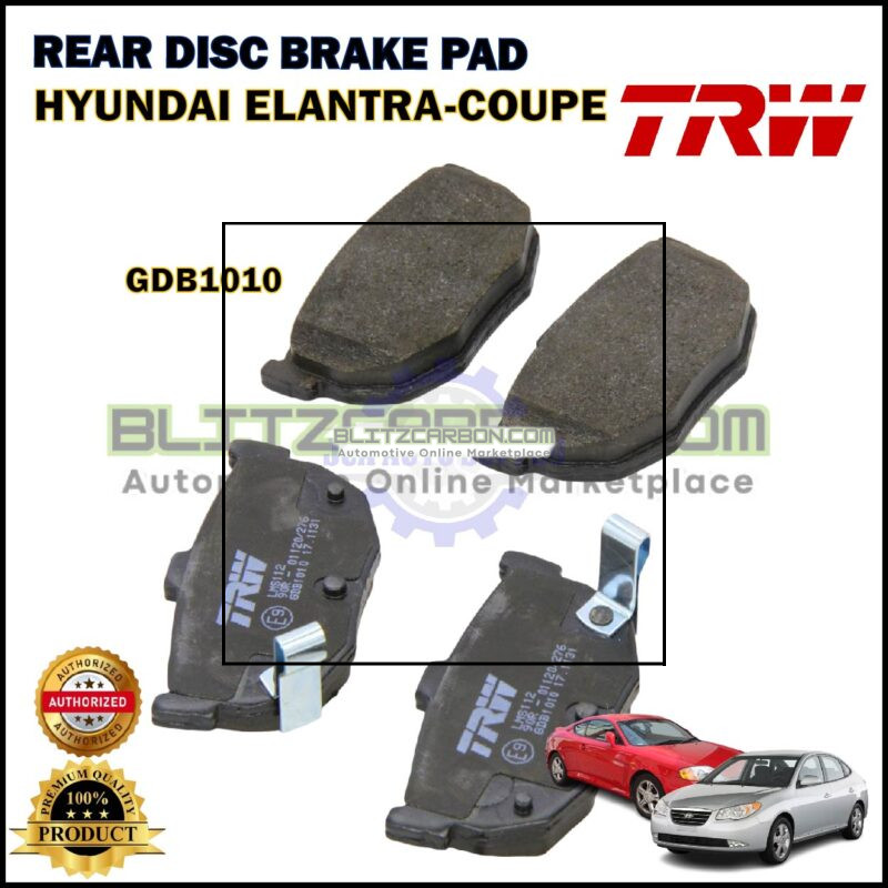 Hyundai Elantra 1.6cc 1.8cc-Hyundai Coupe-Kia Cerato-Spectra-Rear Disc Brake Pad-TRW-GDB1010