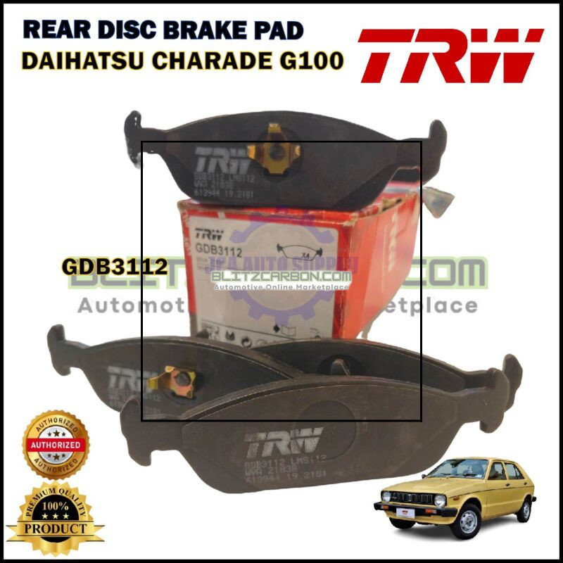 Daihatsu Charade G100-Rear Disc Brake Pad-TRW-GDB3112