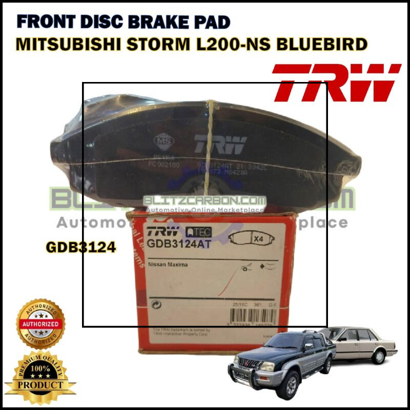 Mitsubishi Storm L200 2.5CC-A32-Nissan Maxima-Bluebird-Front Disc Brake Pad-TRW-GDB3124