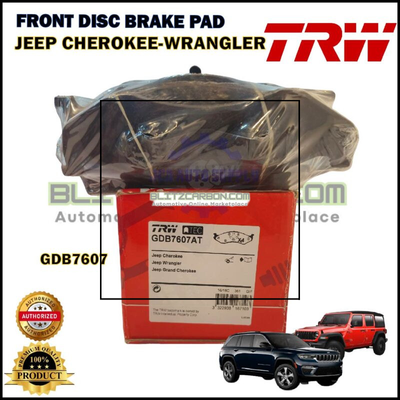 Jeep Cherokee-Wrangler-Grand Cherokee-Front Disc Brake Pad-TRW-GDB7607
