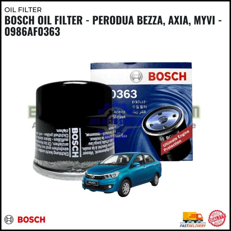 BOSCH OIL FILTER - PERODUA BEZZA, AXIA, MYVI - 0986AF0363