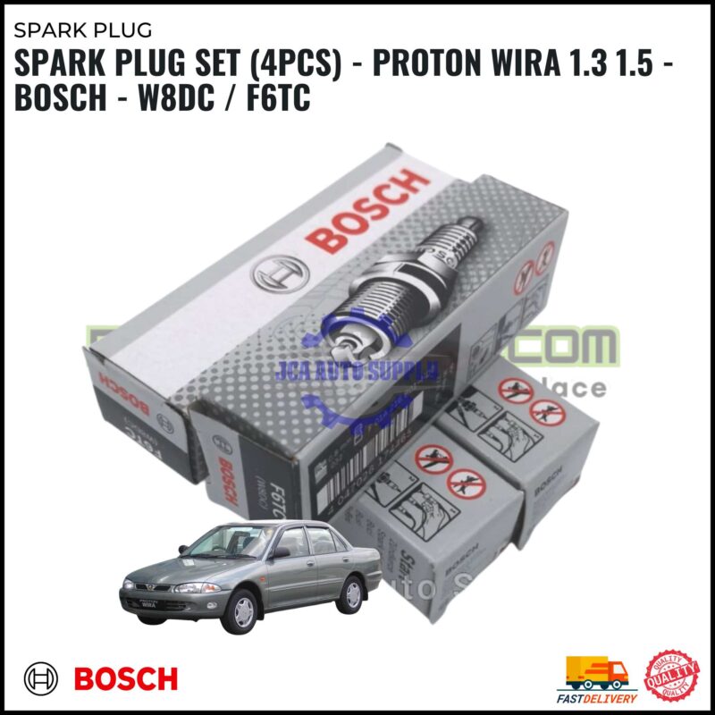 SPARK PLUG SET (4PCS) - PROTON WIRA 1.3 1.5 - BOSCH - W8DC / F6TC