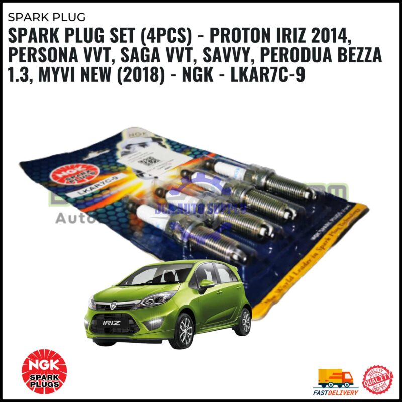 SPARK PLUG SET (4PCS) - PROTON IRIZ 2014, PERSONA VVT, SAGA VVT, SAVVY, PERODUA BEZZA 1.3, MYVI NEW (2018) - NGK - LKAR7C-9