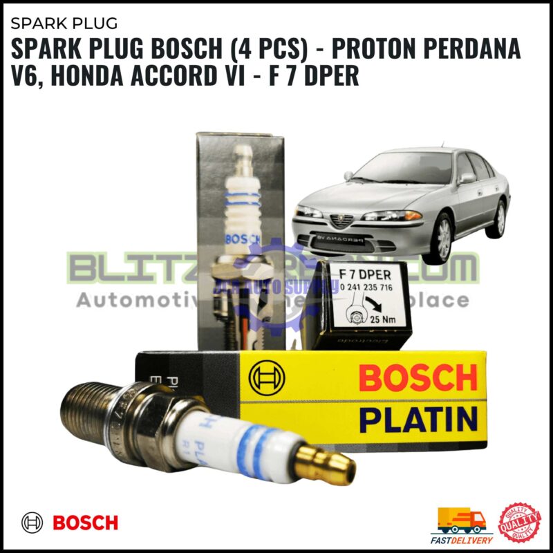 SPARK PLUG BOSCH (4 PCS) - PROTON PERDANA V6, HONDA ACCORD VI - F 7 DPER