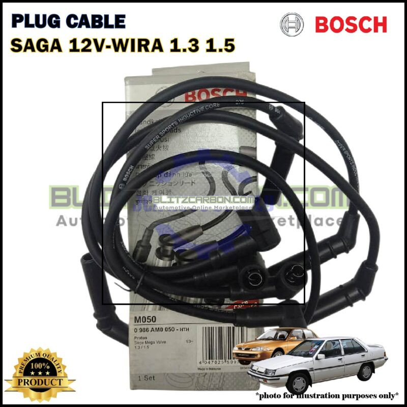 Kabel Palam Pencucuh-Proton Saga 12V-Wira 1.3cc 1.5cc-Spark Plug Cable-BOSCH-0986AM0050