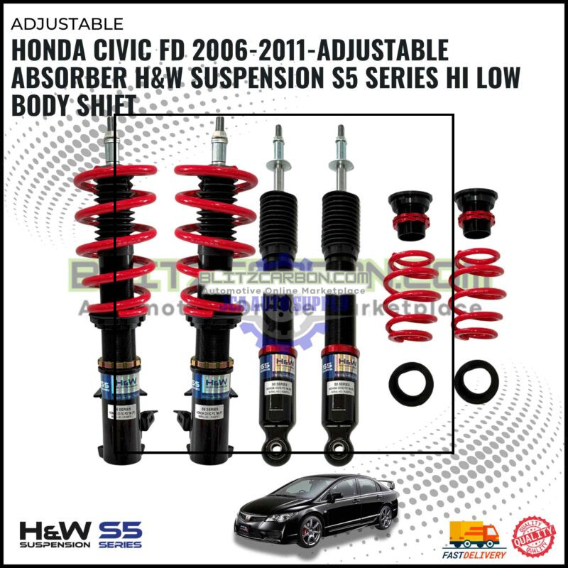Honda Civic FD 2006-2011-Adjustable Absorber H&W Suspension S5 Series Hi Low Body Shift