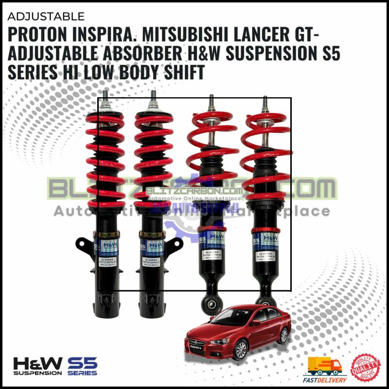 Proton Inspira. Mitsubishi Lancer GT-Adjustable Absorber H&W Suspension S5 Series Hi Low Body Shift