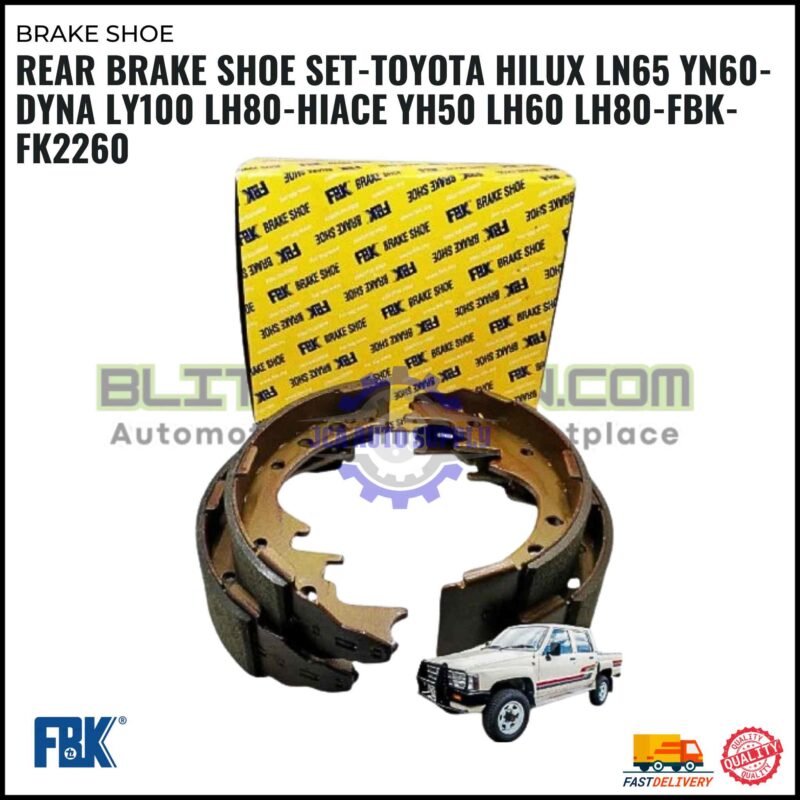 Rear Brake Shoe Set-Toyota Hilux LN65 YN60-Dyna LY100 LH80-Hiace YH50 LH60 LH80-FBK-FK2260