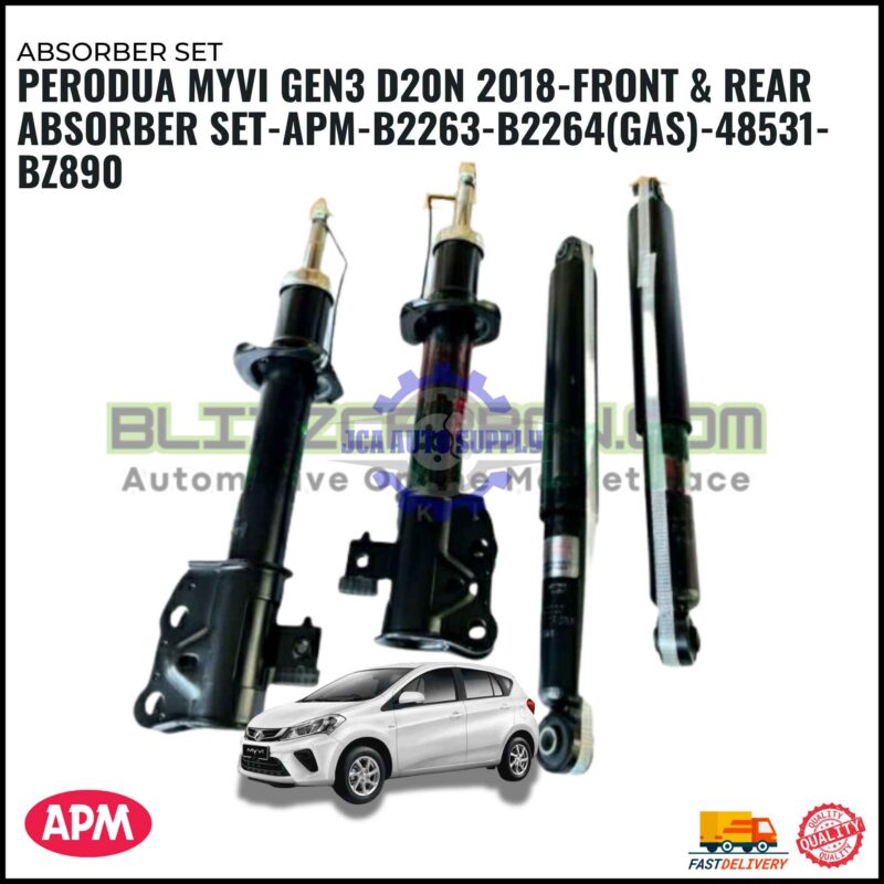 Perodua Myvi Gen3 Year 2018 D20N Front Absorber (B2263-B2264)-Rear (48531-BZ890)