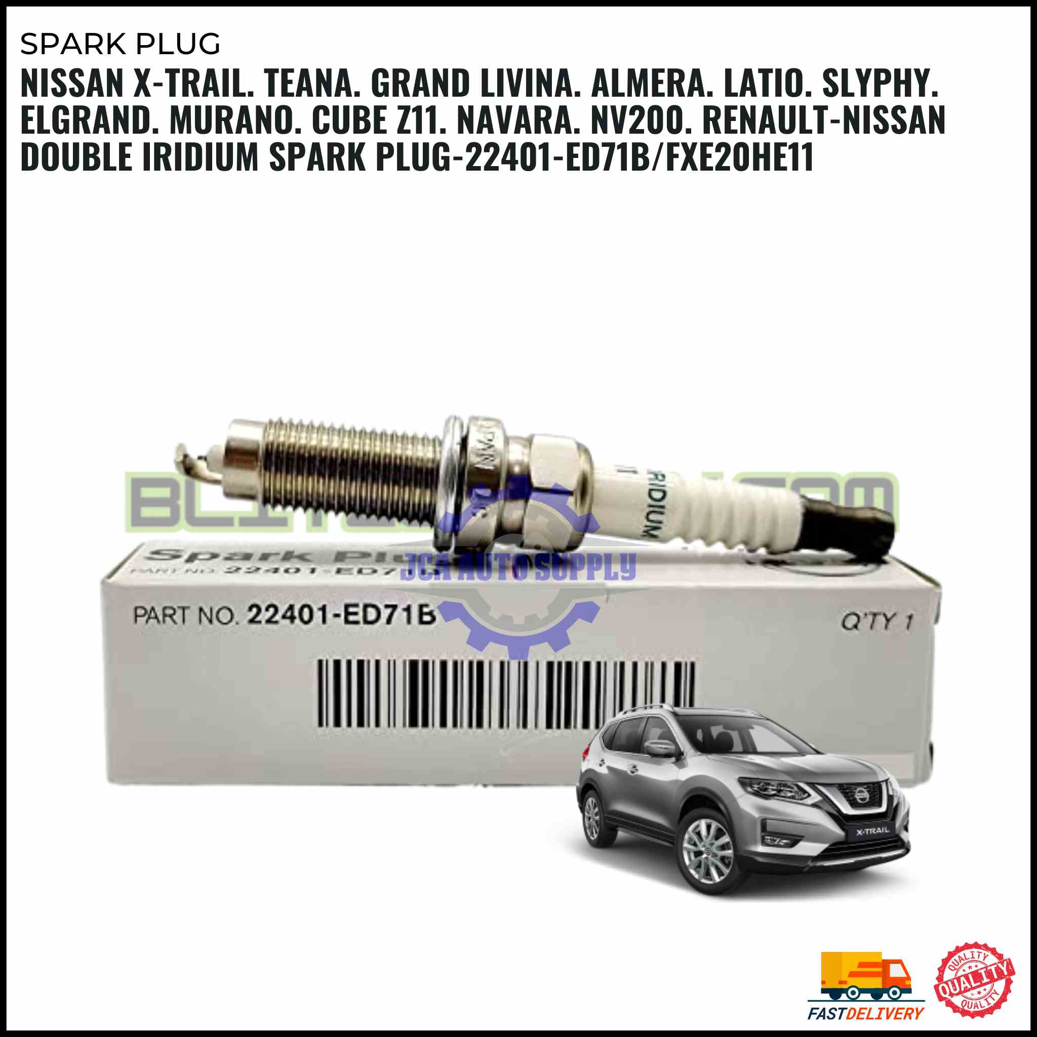 Nissan X-Trail. Teana. Grand Livina. Almera. Latio. Slyphy. Elgrand. Murano. Cube Z11. Navara. NV200. Renault-Nissan Double Iridium Spark Plug-22401-ED71B/FXE20HE11
