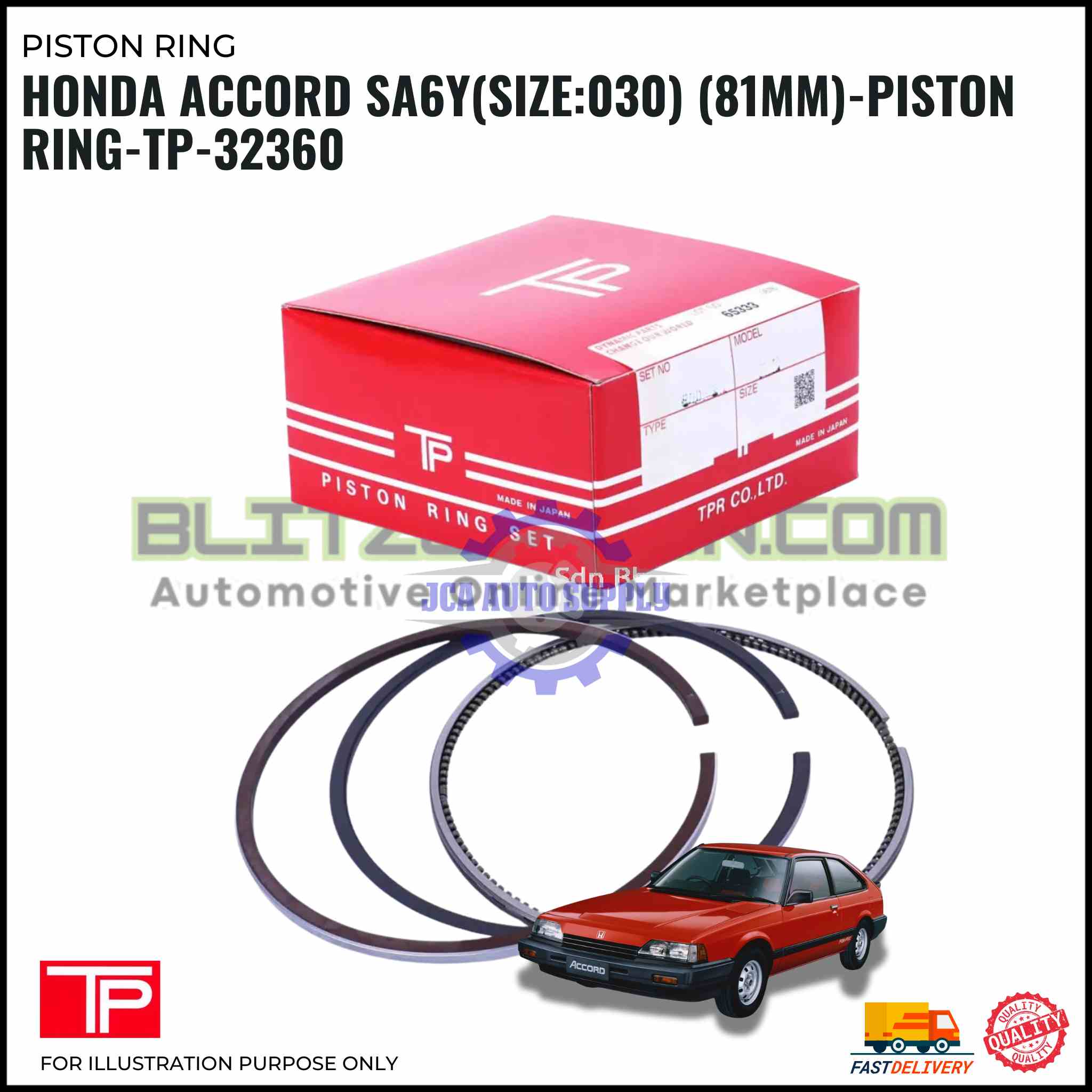 Honda Accord SA6Y (Size:030) (81mm)-Piston Ring-TP-32360
