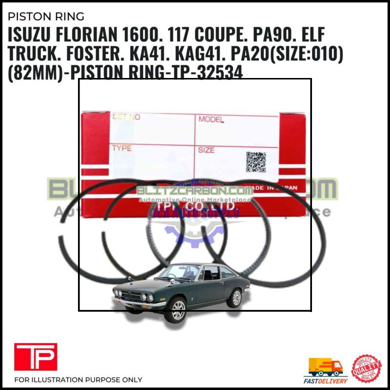 Isuzu Florian 1600. 117 Coupe. PA90. Elf Truck. Foster. KA41. KAG41. PA20(Size:010)(82mm)-Piston Ring-TP-32534