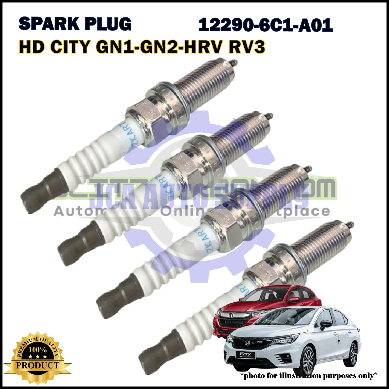 Honda Double Iridium Spark Plug-Honda City GN1-HRV RV5-City T00-12290-6C1-A01-DILZKAR7D11S