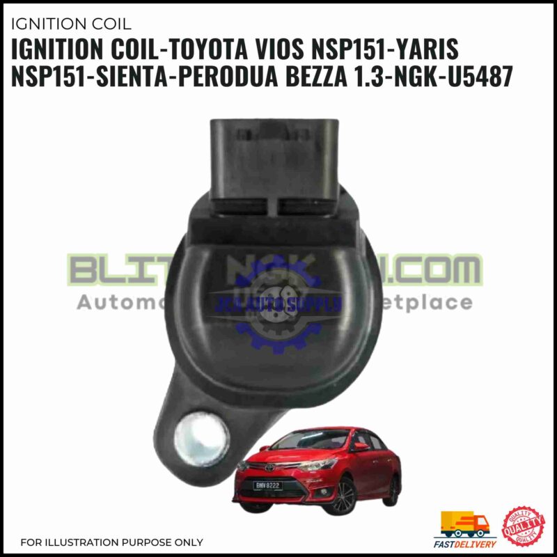 Ignition Coil-Toyota Vios NSP151-Yaris NSP151-Sienta-Perodua Bezza 1.3-NGK-U5487