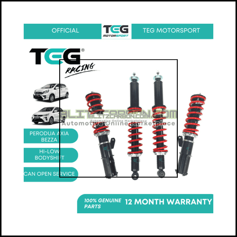 BOLEH SERVICE   Bezza 14"~25" /Axia 14~22' TEG RACING Adjustable Suspension Set Hi Low Body Shift Perodua
