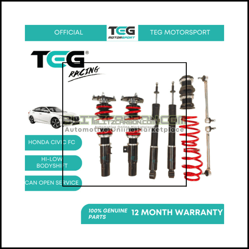 BOLEH SERVICE  Honda Civic FC 13"/ FE 22" TEG RACING Adjustable Suspension (LCA) With Top Mount  Hi Low Body Shift