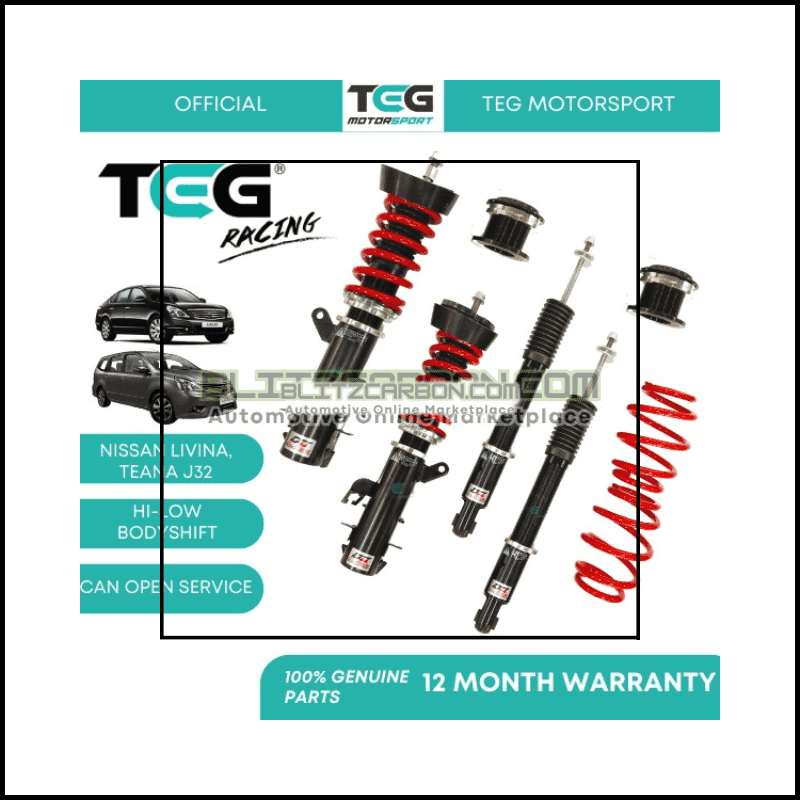 BOLEH SERVICE Nissan Livina/ Latio TEG RACING Adjustable Suspension Set Hi Low Body Shift Adjustable Absorber Set