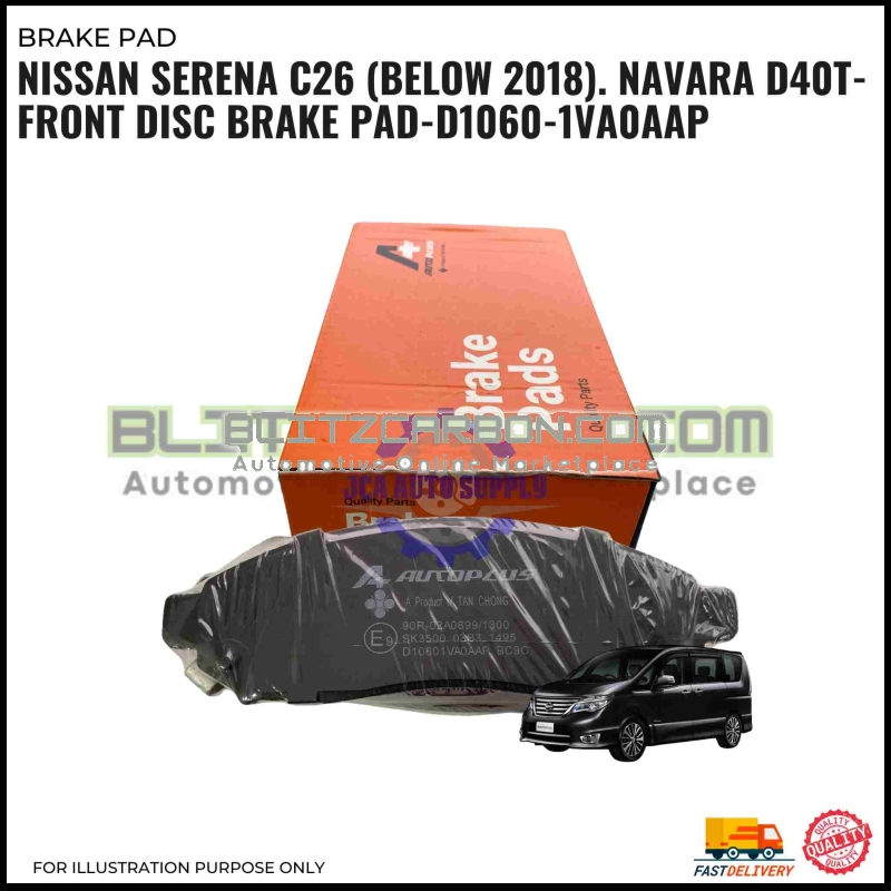 Front Disc Brake Pad-Nissan Serena C26 (Below 2018). Navara D40t-D1060-1VA0AAP