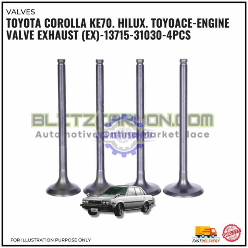 Exhaust Valve (EX) Set-Toyota Hilux 1.6L 12R Engine-Corona-TownAce-ToyoAce-13715-31030