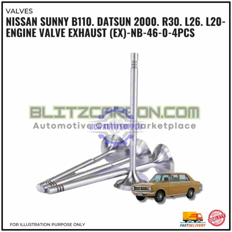Exhaust Valve (EX)-Nissan Sunny B110. Datsun 2000. R30. L26-NB-46-0