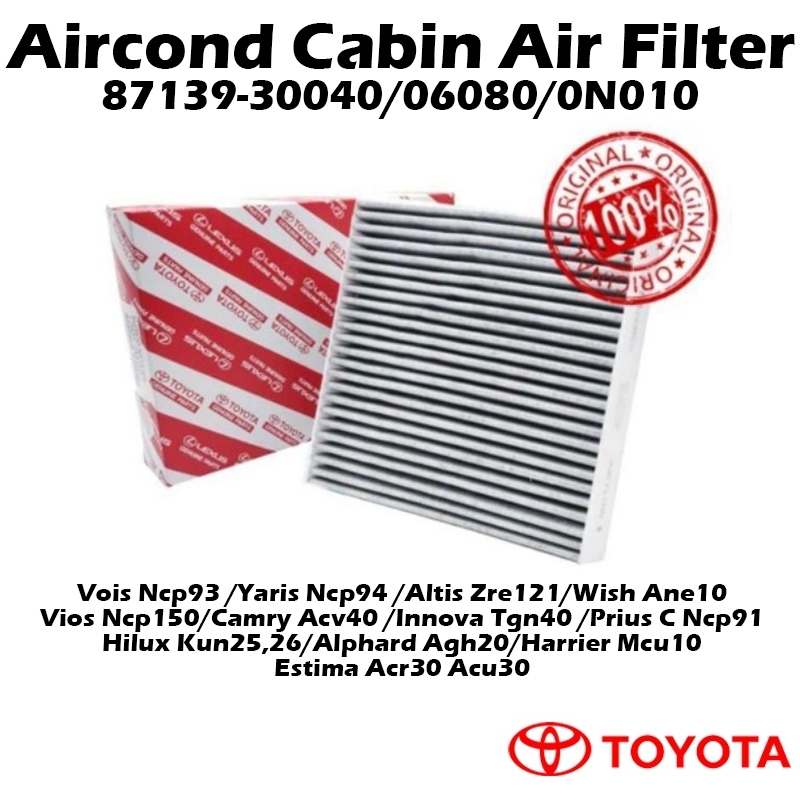 Toyota Vios NCP93 Hilux KUN25 Altis ZRE121 Camry ACV40 Innova TGN40 Cabin Air Filter Penapis Kabin