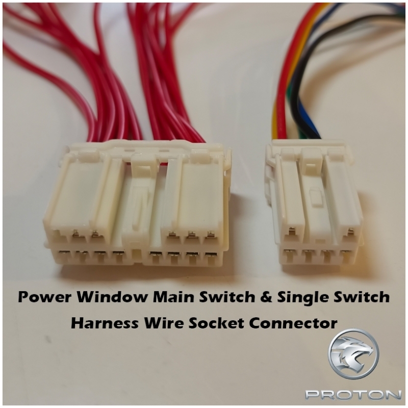Proton Wira, Perdana V6 Power Window Main Switch & Single Switch Harness Wire Socket Connector