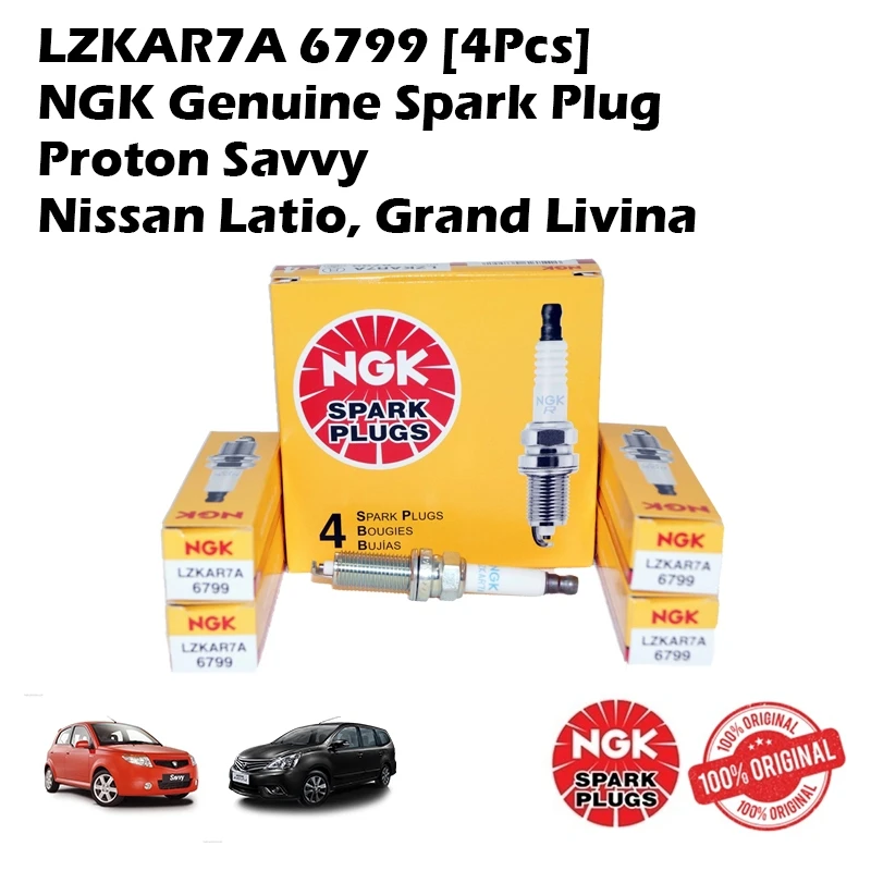 LZKAR7A 6799 [4Pcs] NGK Genuine Proton Savvy Nissan Latio, Grand Livina Spark Plug