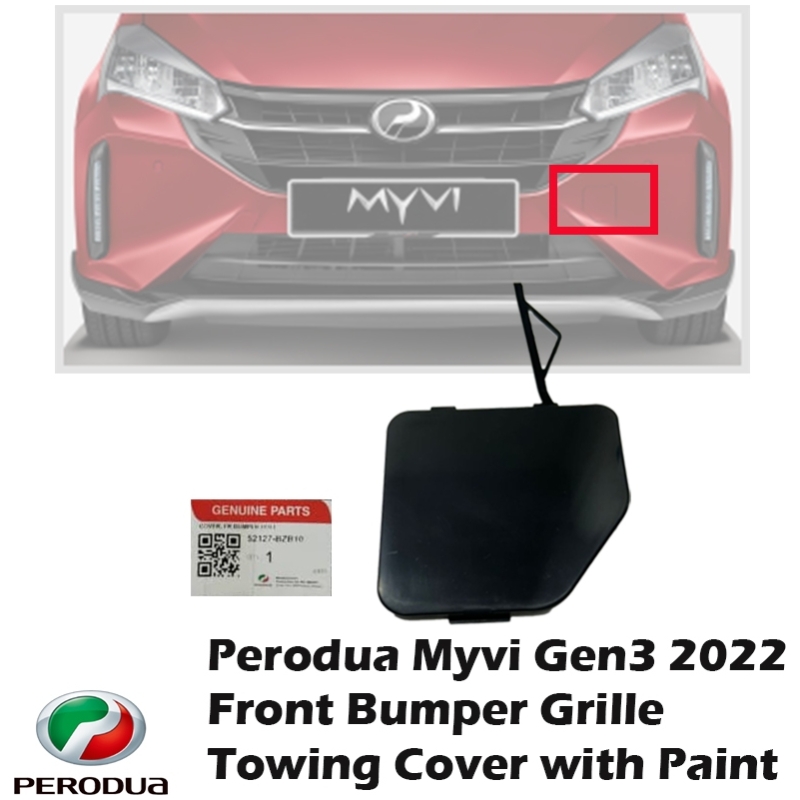 Original Perodua Myvi Gen3 2022 Front Bumper Grille Towing Cover with Paint (Siap Paint)