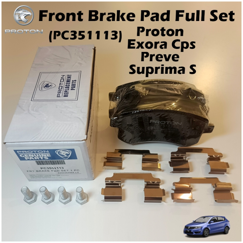 Proton Proton Exora Cps Preve Suprima S Front Brake Pad With Bolt And Clip Full Set (PC351113)