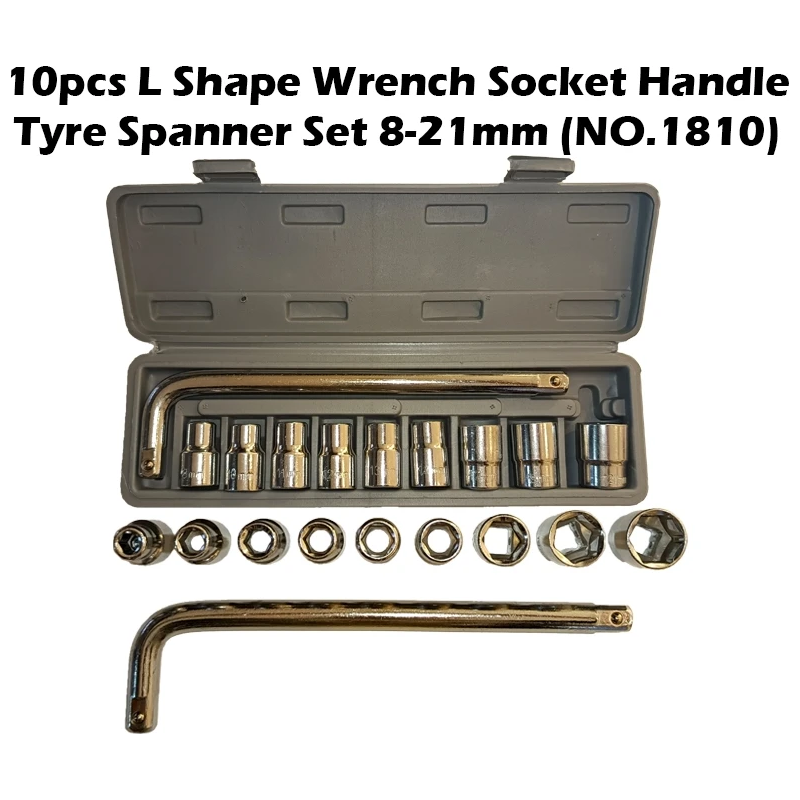 10pcs L Shape Wrench Socket Handle Tyre Tire Spanner Set 8-21mm (NO.1810) Sepana Pembuka Tayar