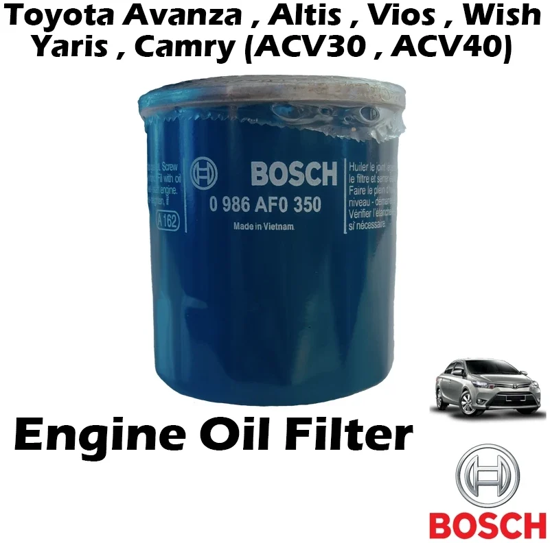 Bosch Oil Filter 0986AF0350 for Toyota Avanza , Altis , Vios , Wish , Yaris , Camry (ACV30 , ACV40)