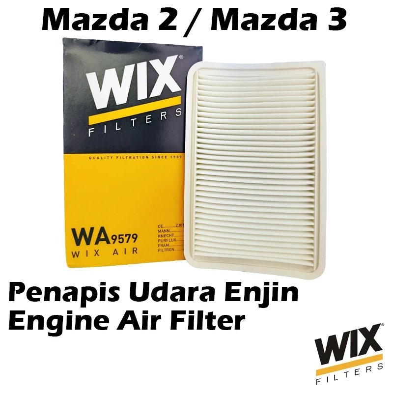 WIX BY MANN And HUMMEL Engine Air Filter WA9579 For Mazda 2 ( 2007 - 2014 ) / Mazda 3 ( 2003 - 2013 )