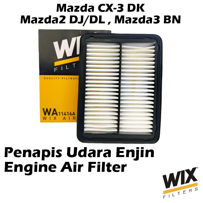 WIX BY MANN And HUMMEL Engine Air Filter WA11416A Mazda CX-3 DK (2015-2023), Mazda2 DJ/DL (2014-2023), Mazda3 BN