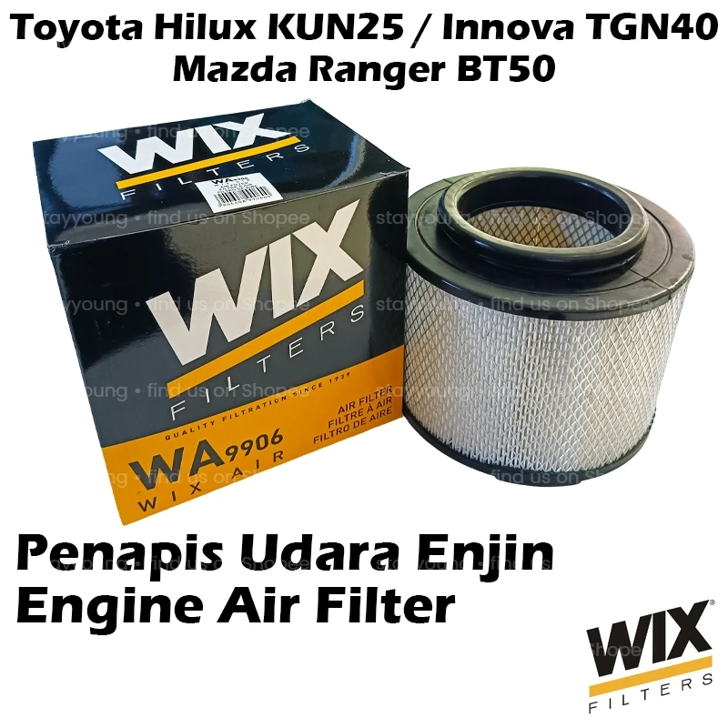 WIX BY MANN And HUMMEL Engine Air Filter WA9906 For Toyota Hilux KUN25, Innova TGN40, Mazda Ranger BT50