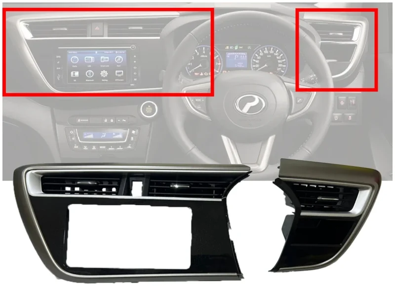 ORIGINAL PERODUA MYVI GEN3 PANEL RADIO CLUSTER CASING TOP CHROME & AIRCOND AIR OUTLET WITH PANEL BOX
