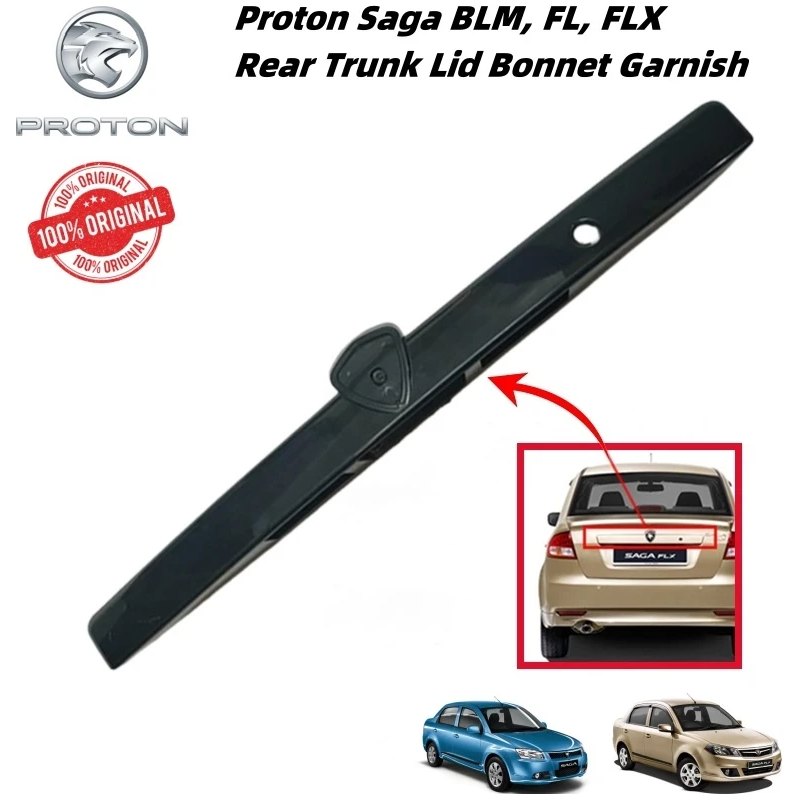 Original Proton Saga Blm, Fl, Flx Rear Trunk Lid Bonnet Garnish With Clip Set
