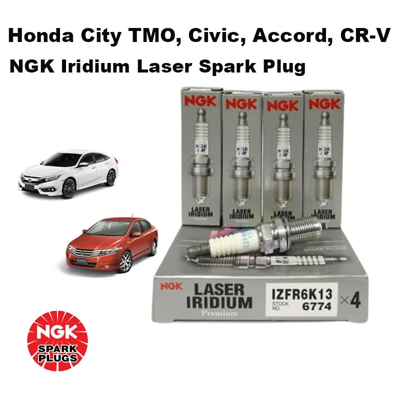 IZFR6K-13 6774[4PCS] NGK Geniune Honda City TMO, Civic, Accord, CR-V Iridium Laser Spark Plug