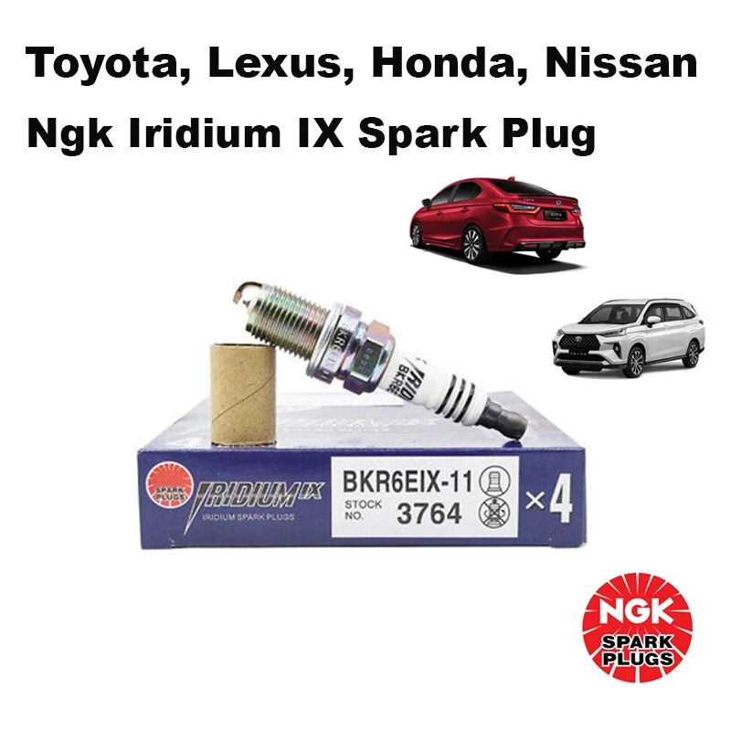 [BKR6EIX-11 3764] [4pcs] Ngk Geniune Proton Waja Mmc Satria Wira Perdana Toyota Lexus Honda Nissan Iridium-IX Spark Plug