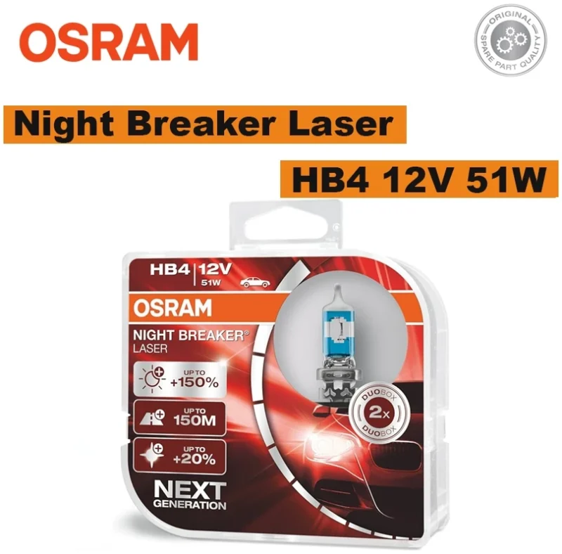 9006NL-HCB Osram HB4 12V 51W Night Breaker Laser Bulb (+150%)