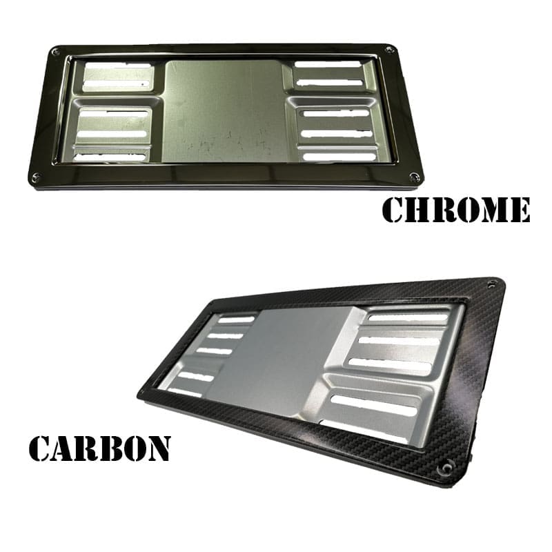 TITANIUM PLATE FRAME HOLDER CHROME / CARBON 160 x 370mm
