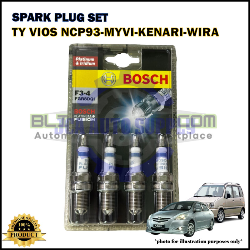 Spark Plug Platinum & Iridium Set-Perodua Myvi 1.0cc-Kenari-Viva 1.0cc-850-Perdana-Wira 1.6cc-Vios NCP93-F3-4-FGR8DQI