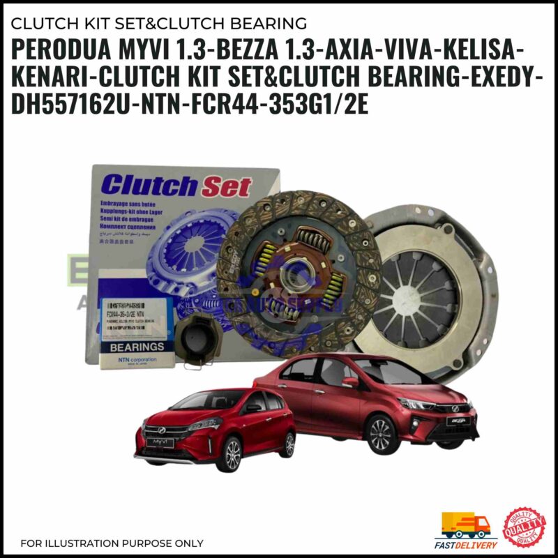 Clutch Kit Set&Clutch Bearing-Perodua Myvi 1.3-Bezza 1.3-Axia-Viva-Kelisa-Kenari-Exedy-DH557162U-NTN-FCR44-353G1/2E