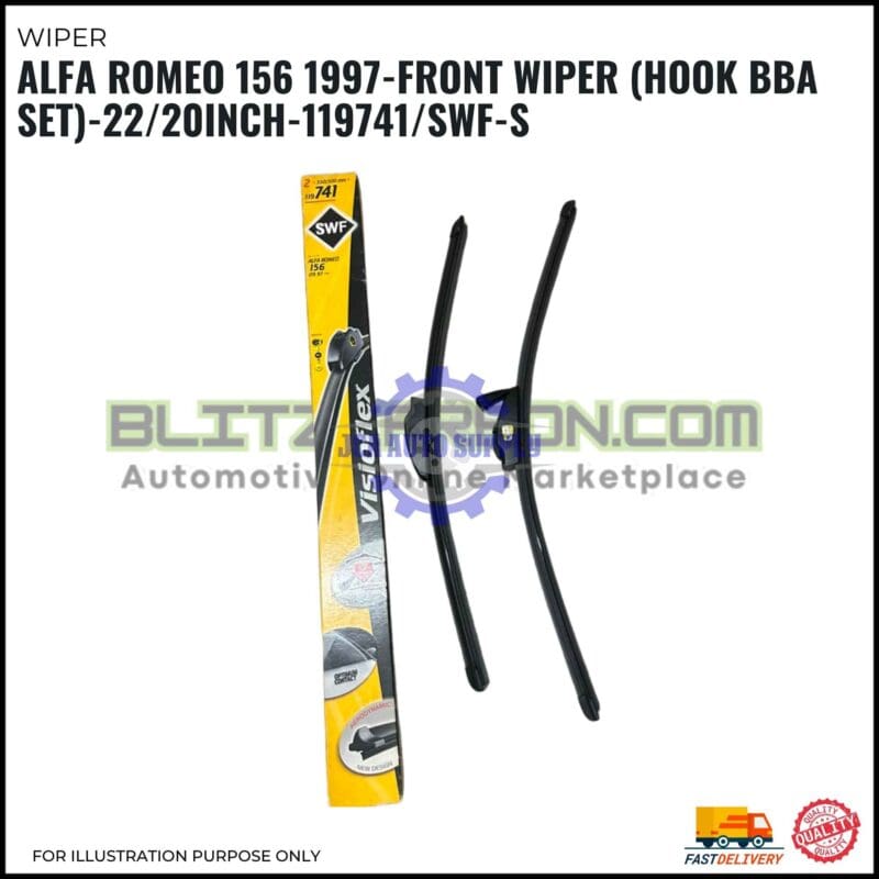 Front Wiper (Hook BBA Set)-Alfa Romeo 165 1997-22/20 Inch-119741/SWF-S