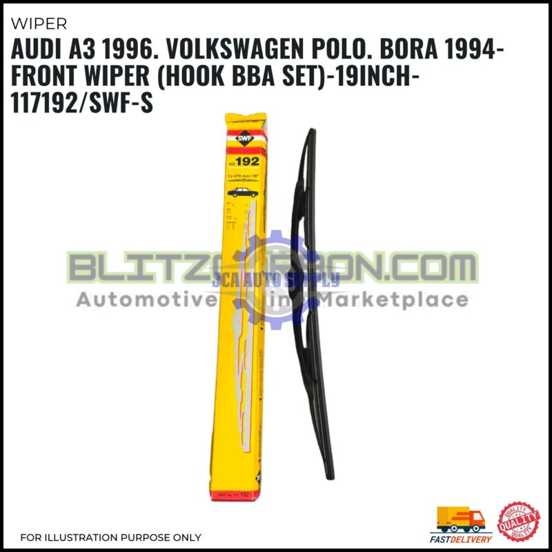 Front Wiper (Hook BA)-Audi A3. Volkswagen Polo. Bora 1994-9 Inch-117192SWF-S